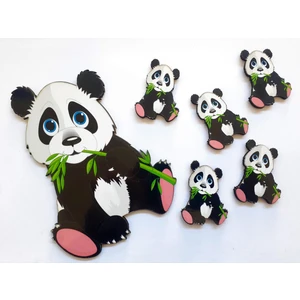 Akın Aksesuar Bambulu Sevimli Panda Figürlü Kapı Duvar Dolap Çocuk Odası Ahşap Yapıştırma Süsü