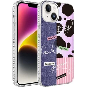 Case 4U Apple iPhone 13 Kılıf Airbag Kenarlı Renkli Desenli Silikon Elegans Kapak NO8 Renkli