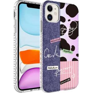 Case 4U Apple iPhone 11 Kılıf Airbag Kenarlı Renkli Desenli Silikon Elegans Kapak NO8 Renkli