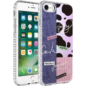 Case 4U Apple iPhone SE 2020 Kılıf Airbag Kenarlı Renkli Desenli Silikon Elegans Kapak NO8 Renkli