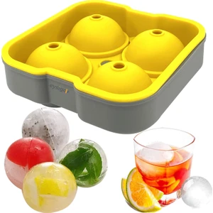 Büyük Boy Silikon 4 Lü Top Buz Kalıbı, Sarı Gri