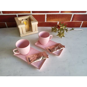 Doğaltaş Kahve Sunum Seti 2 Kişilik Pembe