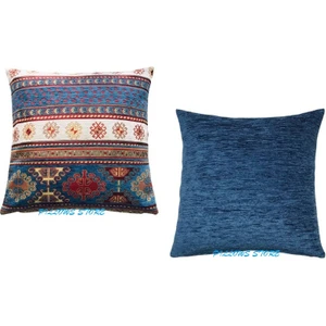 Pillows Store Kilim Desenli Açık Mavi- Beyaz Kırlent Kılıfı Seti - 2 Adet 45 Cm* 45 cm