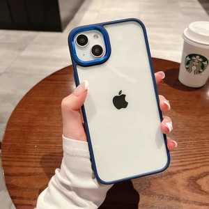 iPhone 14 Plus Uyumlu Renkli Nikelaj Krom Kamera Koruma Yükselti Detaylı Kılıf
