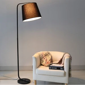 Retro Rustik Siyah Hareketli Kumaş Başlık Metal Lambader Köşe Lambası