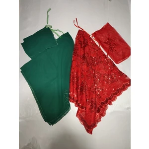 Sırmalı Çeyiz Kına Geceleri Için Pullu Gelin ve Kumaş Damat Kına Örtüsü ve Eldiveni ile Kına Örtüsü Özel Paket Set