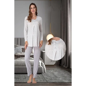 Gri Hamile Lohusa Pijama Takımı