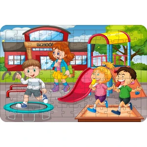 Güven Serigrafi Okuldaki Çocuklar 108 Parça Ahşap Çocuk Puzzle Yapboz