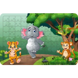 Mutlu Hayvanlar 108 Parça Ahşap Çocuk Puzzle Yapboz