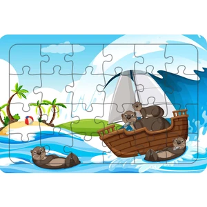 Su Samurları 24 Parça Ahşap Çocuk Puzzle Yapboz