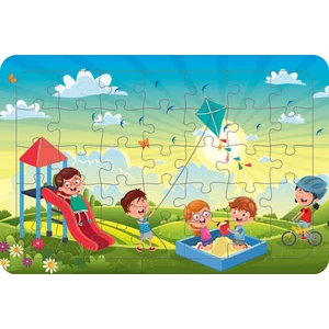 Parktaki Çocuklar 35 Parça Ahşap Çocuk Puzzle Yapboz Model 1