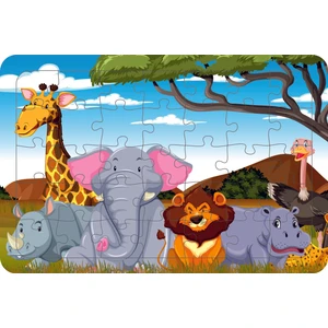 Hayvanlar 35 Parça Ahşap Çocuk Puzzle Yapboz Model 19