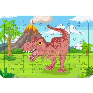 Güven Serigrafi Vahsi Dinozor Tyrannosaurus 54 Parça Ahşap Çocuk Puzzle Yapbo