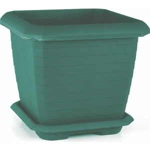 HK03 Hisar Kare Saksı No:3 Tabaklı 37 Cm, 25,5 Litre Yeşil
