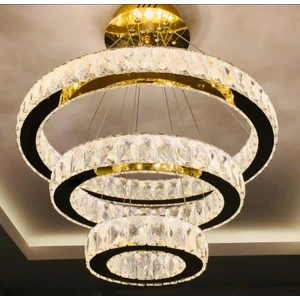 Ala Lighting Ala Aydınlatma Plaket Kristal Taş Işlemeli 304 Gold Paslanmaz Ledli Avize