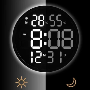Triline Dijital Modern 12INÇ Elektronik LED Duvar Masa Saati Sıcaklık Nem Alarm