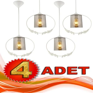 4 Adet Haliç Tekli Avize Beyaz Füme Akrilik