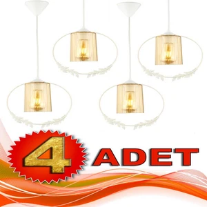 4 Adet Haliç Tekli Avize Beyaz Bal Akrilik