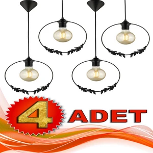 4 Adet Haliç Tekli Avize Siyah