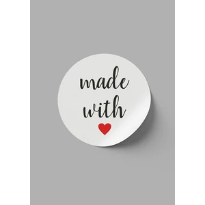 Kuşe Sticker Paketleme & Kargo Etiketi (4X4CM) 70 Adet - Made With Love Beyaz