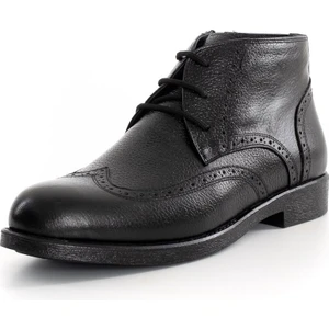 Costo Shoes CS202 Siyah Dana Derisi Sıcak Astarlı  Rahat Şık Taban Büyük Numara Erkek Bot