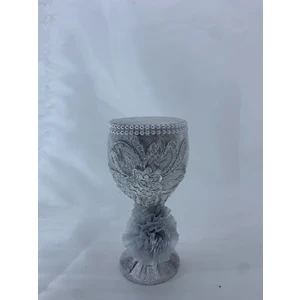Sırmalı Çeyiz Nikah ve Düğünler Için El Işi Gri Bardak Takı Iğneliği