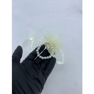 Sırmalı Çeyiz Kına Geceleri Için Nedime Bilekliği 10'lu Büyük Boy Incili Krem