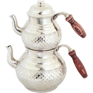 Ymn Bakırcılık Bakir Görünümlü Aliminyum Çaydanlık Desenli Model Yerli Şekerlik Hediyeli