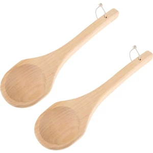 Royal Love 2x 15 '' Ahşap Uzun Saplı Kepçe Su Kaşığı Banyo Sauna Spa Banya (Yurt Dışından)