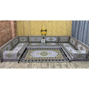 Şark Köşesi Minder, 120x180cm Kilim Takımı Konsept Gri 16 Parça