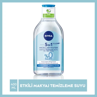 NIVEA 5IN1 Micellar Makyaj Temizleme Suyu Canlandırıcı; Normal Ciltler 400ml;Yüz Temizleyici;
