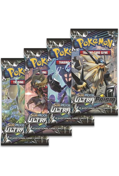 Abetto Ultra Prism Booster Pack Pokemon Kart ve Pokemon Kart Koruma Çantası (4 Paket Bir Arada)
