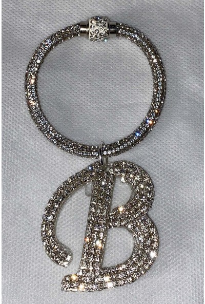 Arabasına Aşıklar Kulübü Swarovski Taşlı Bileklik Anahtarlık B Harfli