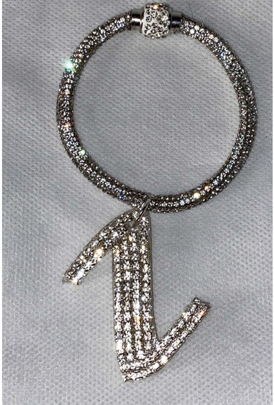 Arabasına Aşıklar Kulübü Swarovski Taşlı Bileklik Anahtarlık I Harfli
