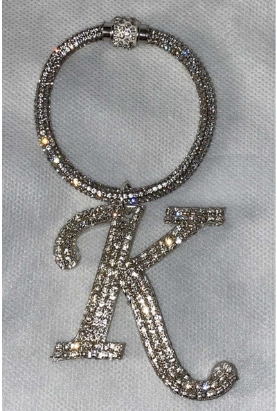 Arabasına Aşıklar Kulübü Swarovski Taşlı Bileklik Anahtarlık K Harfli