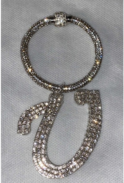 Arabasına Aşıklar Kulübü Swarovski Taşlı Bileklik Anahtarlık U Harfli