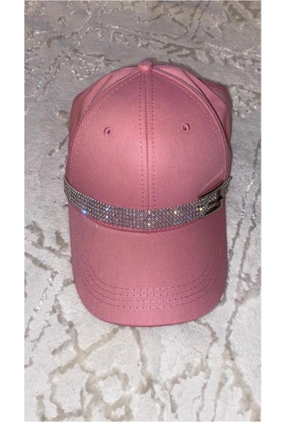 Arabasına Aşıklar Kulübü Pembe Swarovski Taşlı Kemer Tokalı Bayan Güneş Şapkası