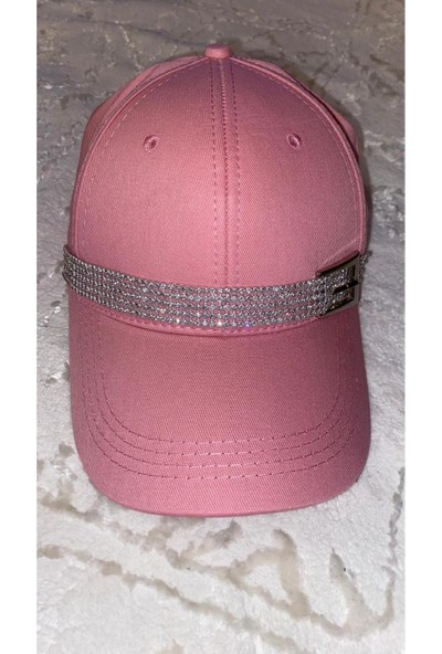 Arabasına Aşıklar Kulübü Pembe Swarovski Taşlı Kemer Tokalı Bayan Güneş Şapkası