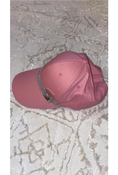 Arabasına Aşıklar Kulübü Pembe Swarovski Taşlı Kemer Tokalı Bayan Güneş Şapkası