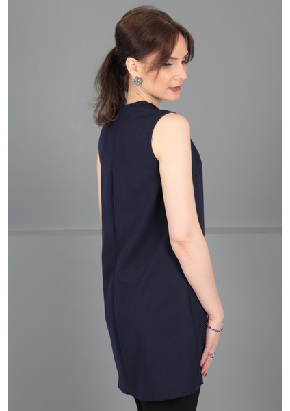 Sıfır Yaka Kolsuz Bluz- Lacivert fırsatları