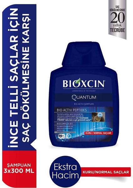 Quantum Bio-Activ 3 Al 2 Öde Kuru & Normal Saçlar Için Şampuan (3 x 300 Ml)