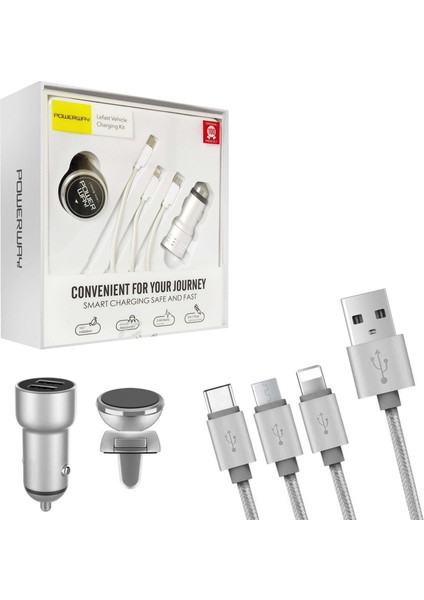 Powerway Araç Şarj ve Telefon Tutucu Seti 3 In 1