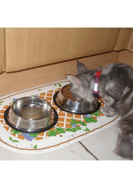 2 Adet 17 cm 250 ml Kedi Köpek Metal Mama ve Su Kabı - AL3118