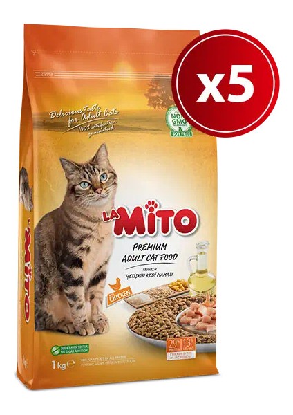 Adult Cat Tavuklu Yetişkin Kedi Maması 1 kg X 5 Adet