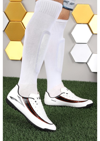 Simena Beyaz Erkek Halı Saha Futbol Ayakkabısı