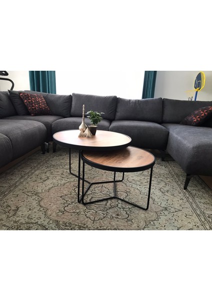 Antrasit Metal 2'li Orta Sehpa DNDR-005 indirimleri