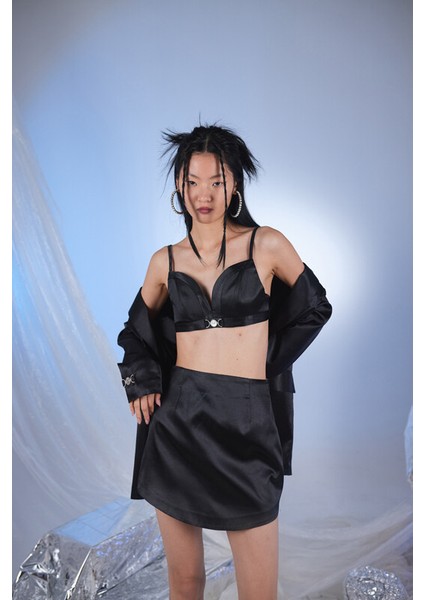 Mini Boy Fermuarlı Saten Fancy Etek Siyah indirimleri