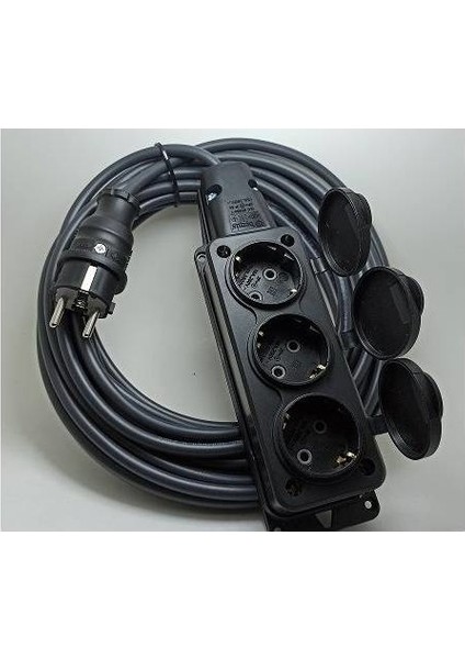 3'lü Kauçuklu Priz 3x2.5 mm Uzatma 8 Mt