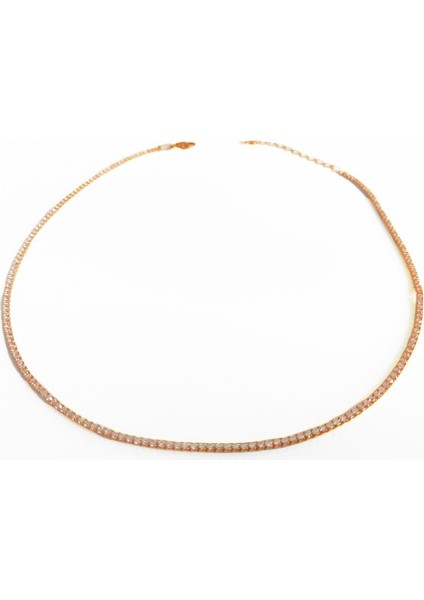 1,5 mm Taşlı Gümüş Suyolu Choker Kolye