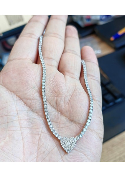 2 mm Suyolu Zincirli Kalp Gümüş Kolye modelleri